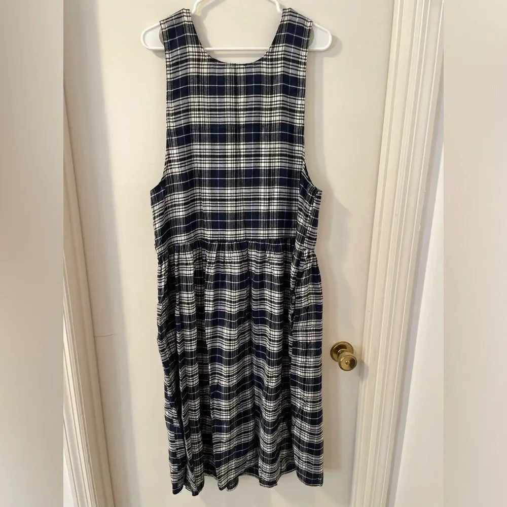 Vintage Forenza Blue Plaid “Sportswear” Pinafore dress from the 90’s. Sz L - Picture 2 of 5
